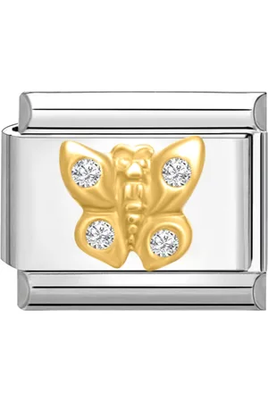 quiges Schakel - Bedel - 9mm - charms - zirkonia vlinder - Geschikt voor - Nomination- armband - Schakelarmband - italy bedels armband