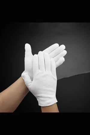 Merkloos 30 stuks met handgekozen handschoenen - Witte katoenen handschoenen - Rekbare stoffen handschoenen - Medische handschoenen van 100% katoen - Geschikt voor het voorkomen van zweet op het werk, etiquette, productinspectie, inspectie van siera