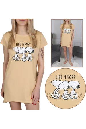 Produkt Peanuts Snoopy Dames Nachtjapon, Perzik Slaapshirt, Katoen, Korte Mouw