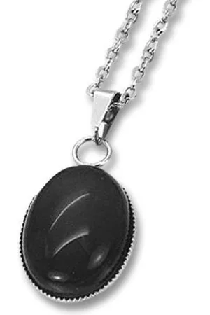 Amanto Ketting Dilin Black - 316L Staal - Natuursteen - 19x14mm - 50cm