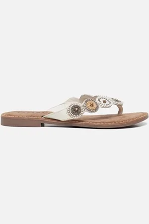 Lazamani Luna Leren Dames Slippers Off-White