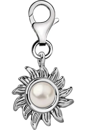 quiges – Charm – Hanger - Parel in Zon - Verzilverd - karabijnslot - geschikt - voor - Bedelarmband - QHC139