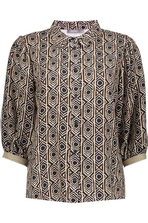Geisha Blouse Blouse Met Grafisch Patroon 53453 20 000999 Black/tobacco Dames