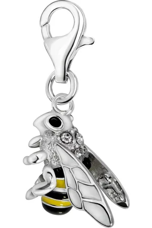 quiges – 925 - Zilver – Charm - Bedel - Hanger - 3D Bijtje met Zirkonia - met – sterling - zilver - karabijnslot - geschikt - voor - Zinzi, Thomas – Sabo - Ti Sento - Bedelarmband HC360