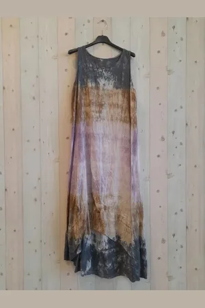 Puro Lino Puur linnen maxi jurk - kleuren - mouwloos - rechte japon - maat 38/40