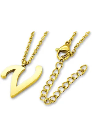 Amanto Ketting Letter V Goldcolor - 316L Staal - Alfabet - 17x11mm - 50cm