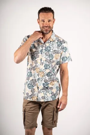 Merkloos Pre End heren blouse - overhemd KM - 100353 - Fulham - print - maat M
