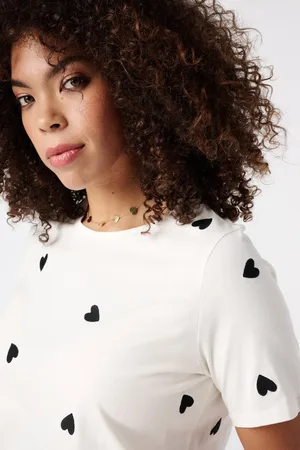 MS Mode T-shirt T-shirt met geborduurde hartjes