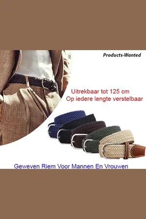 Merkloos 3-Stuks Stijlvolle Geweven Riemen in Zwart, en Camel