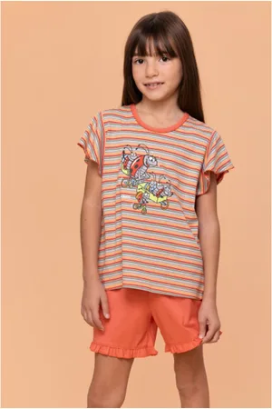 Woody Pyjama meisjes/dames - gestreept - lieveheersbeestje - 251-10-PSG-S/904 - maat 176