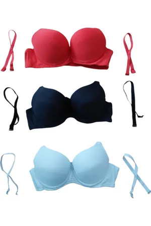 Merkloos Dames - Push UP BH - Set van 3 - Strapless - Voorgevormd - Merk Caralino - Kleur /Wit/Rood - Halter BH - Kruislings - Met bandjes
