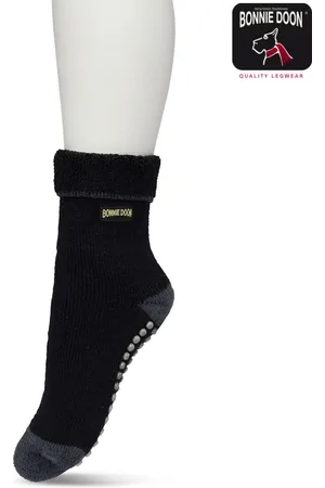Bonnie Doon Huissokken met Anti-Slip voor Kinderen Zwart maat 27/30 - Warme Slofsokken Kids - Badstof Binnenzijde - Zeer Zachte Winter Sokken - Thuis Sokken - Home Socks - Niet knellend - Gladde naden - Katoen - - BP223501.101