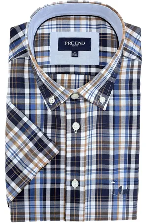 Pre End Overhemd - Korte mouw - Geruit - Strijkvrij - Regular fit -