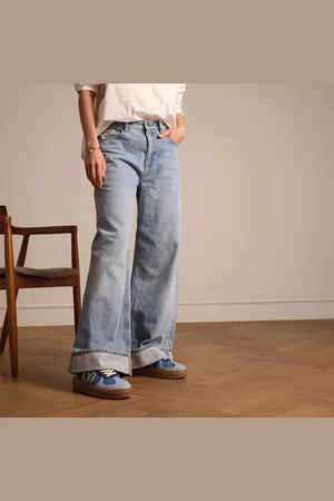 Manfield Dames - Blauwe denim sneakers