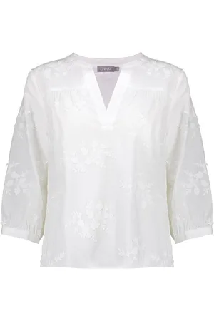 Geisha Blouse Blouse Met Geborduurde Bloemen 53408 14 000000 White Dames