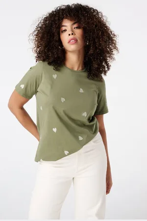 MS Mode T-shirt T-shirt met geborduurde hartjes