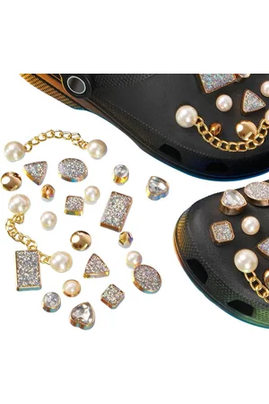 Merkloos 24 stuks schoenbedels met diamanten en parels - hangers voor schoenen, klompen en sandalen