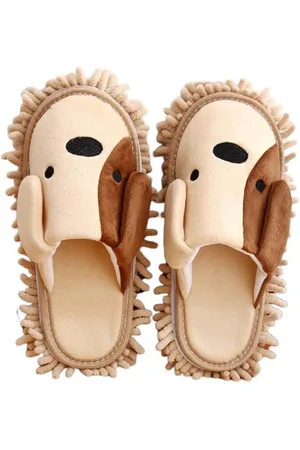 Merkloos Cartoon hond mop pantoffels - Microvezel reinigen en afstoffen - Afneembare schoenen slippers voor kantoor thuis en kamer