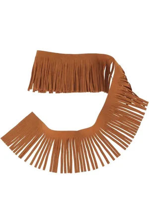 Merkloos 295 Inch Dubbelzijdig PU Lederen Franje Kwastje Trim Bruin Faux Lederen Dans Rok Kwastje Naaien Wrap Cover voor DIY Naaien Jurk Ambachten Rok Kledingstuk Gordijn Tassen Schoen - 5 Yards