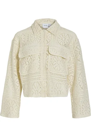 VILA Vest Vimerinda Crochet L/s Cardigan/bfs 14105211 Birch Dames