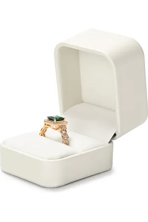 Merkloos Klassieke Ringbox in Beige PU Leer voor Bruiloft en Aanzoek