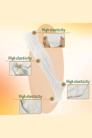 Merkloos Titel voorgesteld: Winter Overknee Gebreide Beenwarmers voor Vrouwen Meisjes Warme Lange Kousen met Kabelpatroon