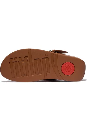 FitFlop Lulu Resin-Buckle Leather Toe-Post Sandals