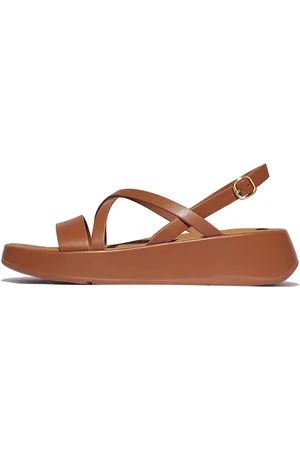 FitFlop F-Mode Leather Flatform Strappy Back-Strap Sandals