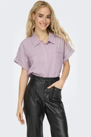 ONLY ONLCARO S/S LINEN BL BOXY SHIRT CC PNT - Dames - Blouses