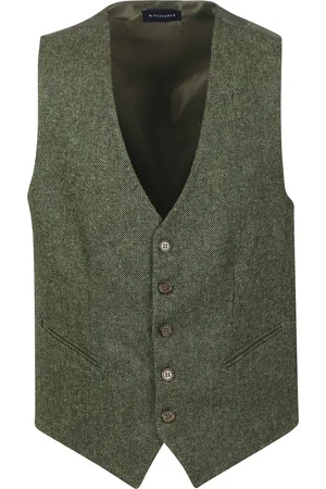 Suitable Gilet Birds Eye Donkergroen