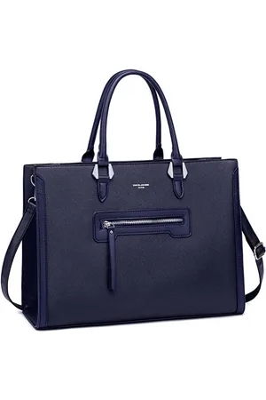 Merkloos Grote Dames Handtas - Elegante Tote Shopper van PU Leer - Veel Vakken en Hoge Capaciteit - Geschikt voor Werk en School - Blauw