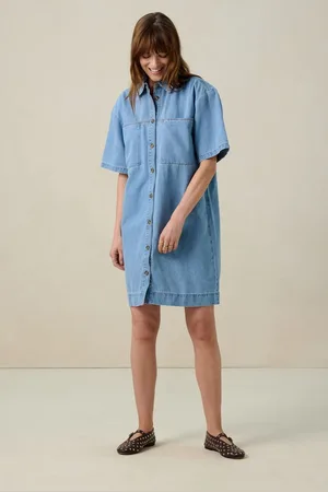 Sissy-Boy Blauwe denim midi jurk