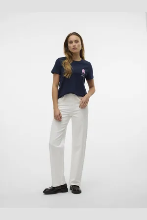 VERO MODA Jeans Vmtessa Hr Wide Emb Col Jeans 10328208 Bright White Dames