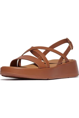 FitFlop F-Mode Leather Flatform Strappy Back-Strap Sandals