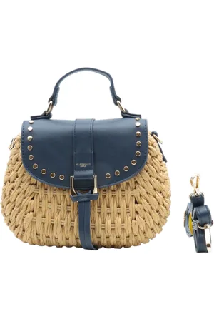 Flora & CO Trendy raffia crossbody tasje - /blauw