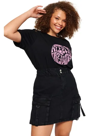Trendyol Zwarte Denimrok Met Cargozak Tbbss23Az00057