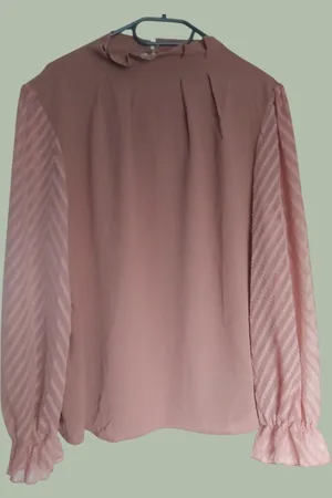 Merkloos Shirt met doorschijnende mouwen beige roze XL