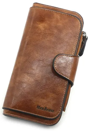 Merkloos Damesportemonnee van leer Portemonnees Drievoudig VINTAGE Damesportemonnees Mobiele telefoon Portemonnee Vrouwelijke portemonnee