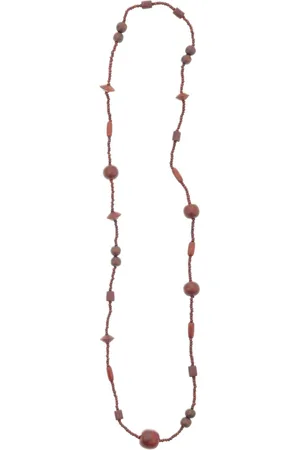 Behave – Ketting – Hout – Ovale kralen – Aardetinten – 88 cm