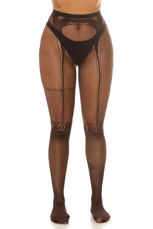 Merkloos Visnetpanty met jarretellook
