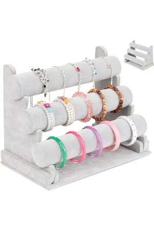 Merkloos Sieradenstandaard van fluweel - armbandhouder met 3 etages, afneembaar - tentoonstellingsstandaard voor armbanden en horloges