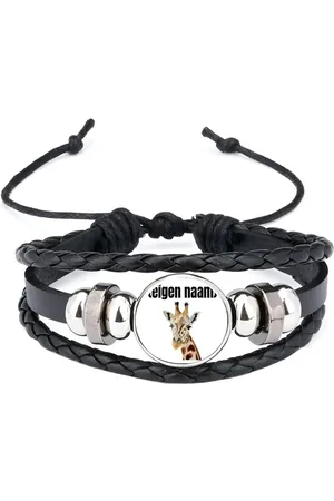 Akyol Giraffe met eigen naam armband zwart - Giraffe - giraffe liefhebbers - dieren liefhebber - leuk cadeau voor iemand die houdt van giraffen - cadeau - kado