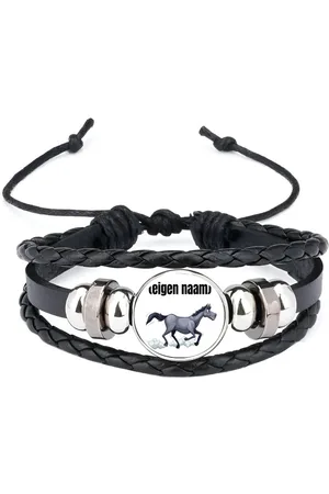 Akyol Rennend paard met eigen naam armband zwart - Paarden - dieren liefhebber - iemand die houdt van paarden - verjaardag - cadeau - kado - geschenk