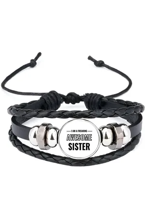 Akyol I am a freaking awesome sister armband zwart - Zus - de meest geweldigste zus - verjaardagscadeau - verjaardag - cadeau - cadeautje voor zus - zus artikelen - kado - geschenk - gift