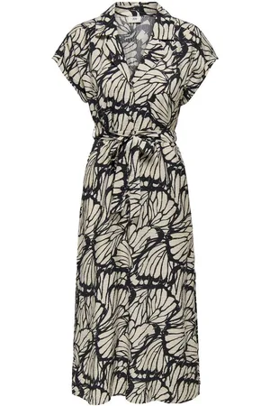 JDY TROYA LIFE S/L MIDI DRESS WVN DIA Dames Jurk - 02_25_12_Black_Structure