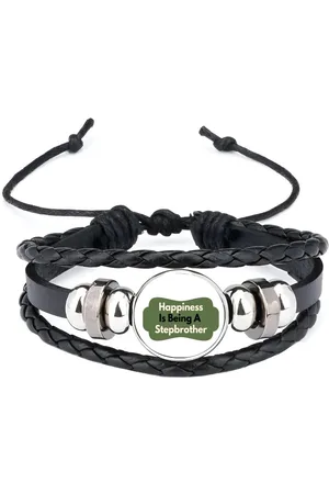 Akyol Happiness is being a stepbrother armband zwart - Broer - de liefste stiefbroer - verjaardag - cadeautje voor broer - broer artikelen - kado - geschenk
