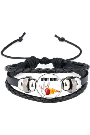 Akyol Bowling kegels vuur met eigen naam armband zwart - Bowlen - ieman die graag bowlt - sport - bal - kegels - cadeau - verjaardag - kado
