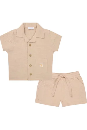 Noppies Jongens set Blouse Obonas en Short Oswaldo soft sand maat 92