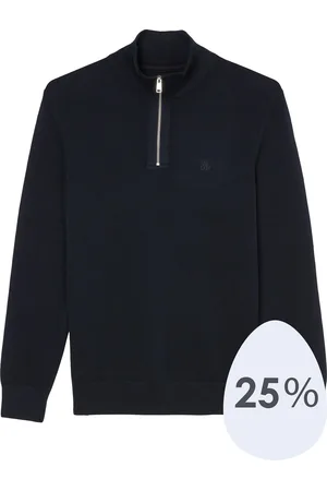 Marc O’ Polo Regular fit schipperstrui - heren trui katoen met opstaande boord - donkerblauw (middeldik)