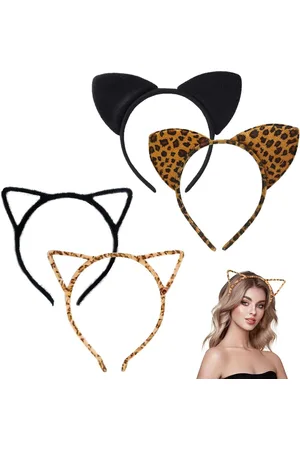 Merkloos 4 stuks dierenhaarbanden met kattenoren voor volwassenen en kinderen - Halloween kostuum accessoires